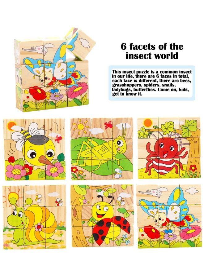 3D Baby Wooden Six-Sided Painting Three-Dimensional Puzzle Children's Early Education Intellectual Toy - Image 2