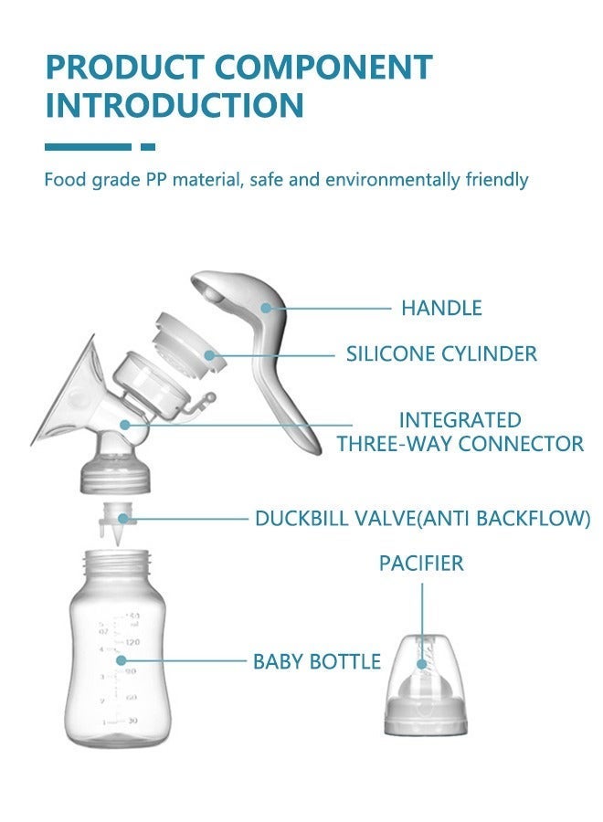 DOOKOO Manual Silicone Breast Pump Painless Breast Massager Quiet, Pain-Free 180 ML With Adjustable Suction And Accessories - Image 4