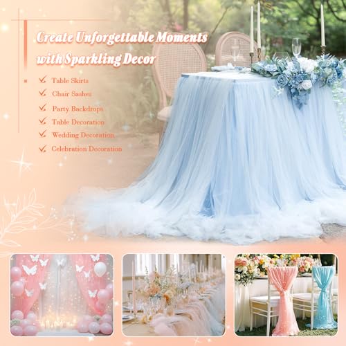 Entisn Glitter Tulle Fabric, 1 Yard x 60 Inch Wide Tulle Bolt White Tulle Netting with Silver Sequin, Soft Sparkly Tulle Fabric Bulk for Bridal Veil Wedding Decoration Tutu Skirt Gift Wrap - Image 5