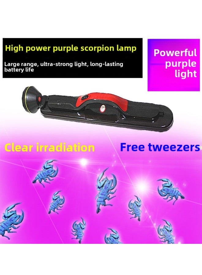 Scorpion Lamp Breeding Special Purple Light Flashlight Scorpion With Bean Worm Strong Light Charging Portable 3000 Meters Lighting-Product Specifications:7 Rows Of 96 Lamp Beads White Light + Purple Light With Tweezers For 30 Hours  - Image 3
