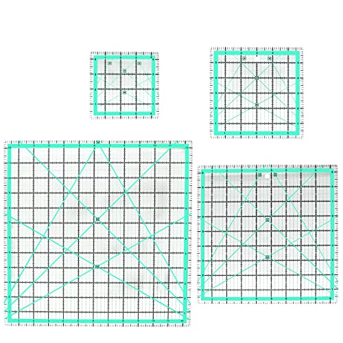 MANUFORE 4pcs Square Quilting Ruler (12.5”/ 9.5”/ 6”/ 4.5”) Sewing Acrylic Ruler Anti-Slip Metric Ruler DIY Quilting Tools with Clear Printed Lines for Precise Cutting - Image 2
