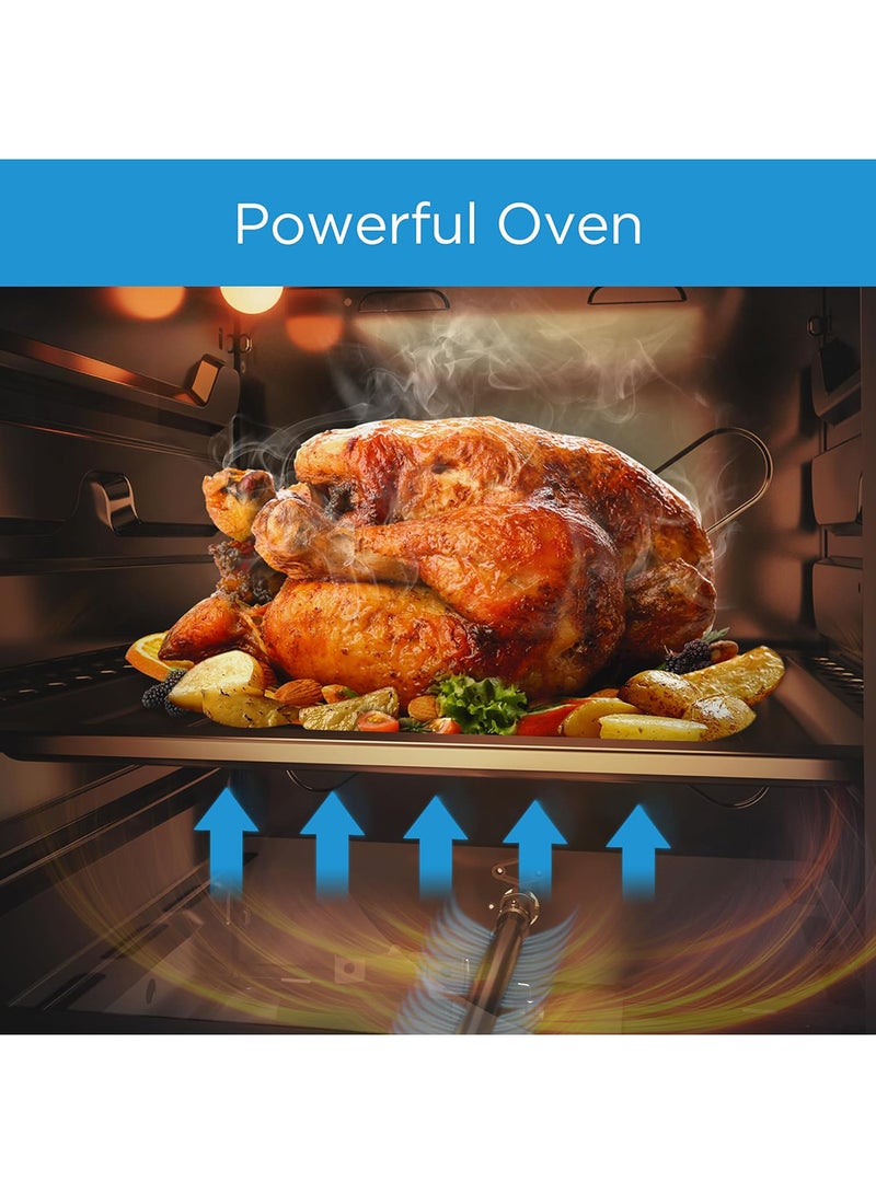 Midea 50x55cm Freestanding Cooker, Full Gas Cooking Range With 4 Burners, Stainless Steel, Automatic Ignition & Full Safety, Cast Iron Pan Support, Heat Resistant Knobs MFO-MG20TESS-FFD Silver - Image 4