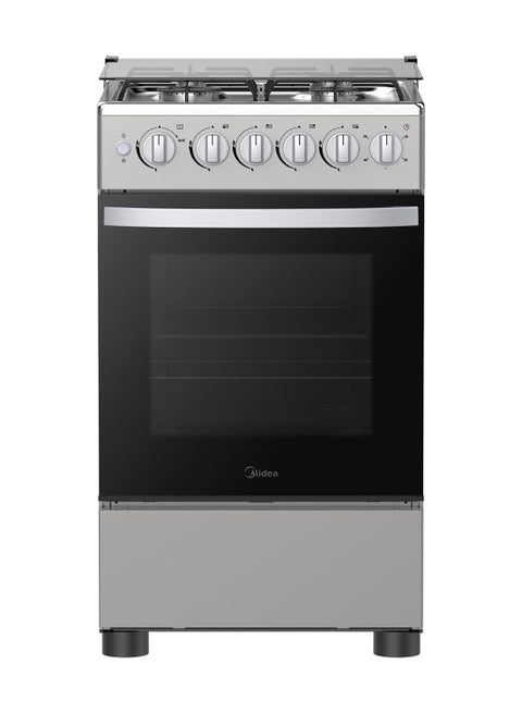 50x55cm Freestanding Cooker, Full Gas Cooking Range With 4 Burners, Stainless Steel, Automatic Ignition & Full Safety, Cast Iron Pan Support, Heat Resistant Knobs MFO-MG20TESS-FFD Silver