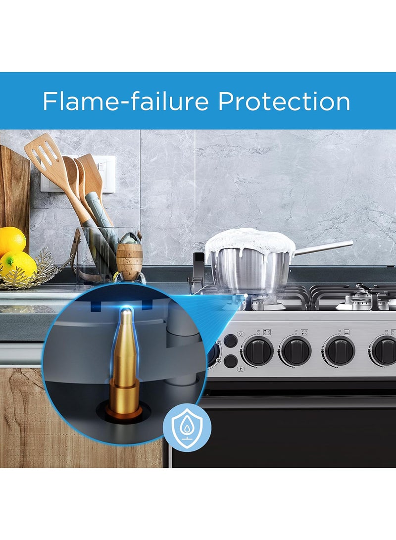 Midea 50x55cm Freestanding Cooker, Full Gas Cooking Range With 4 Burners, Stainless Steel, Automatic Ignition & Full Safety, Cast Iron Pan Support, Heat Resistant Knobs MFO-MG20TESS-FFD Silver - Image 5