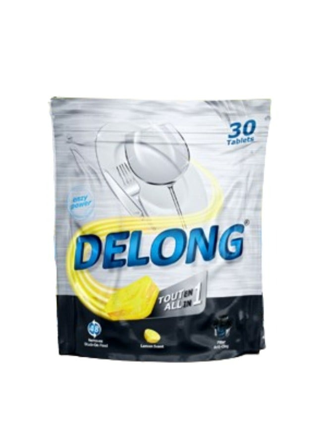 Delong Automatic Dishwasher tablets all in one -with lemon scent - 30 Pcs - Image 1