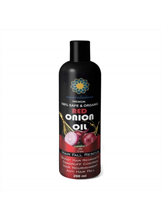 AYURVEDASHREE Red Onion Hair Oil For Hair Oil with Black Seed Onion Oil, Pure Argan Oil, Sandalwood Oil, Rose Oil - Organic- Hair Treatment Oil- 200 Ml 6.7 fl oz - Image 1