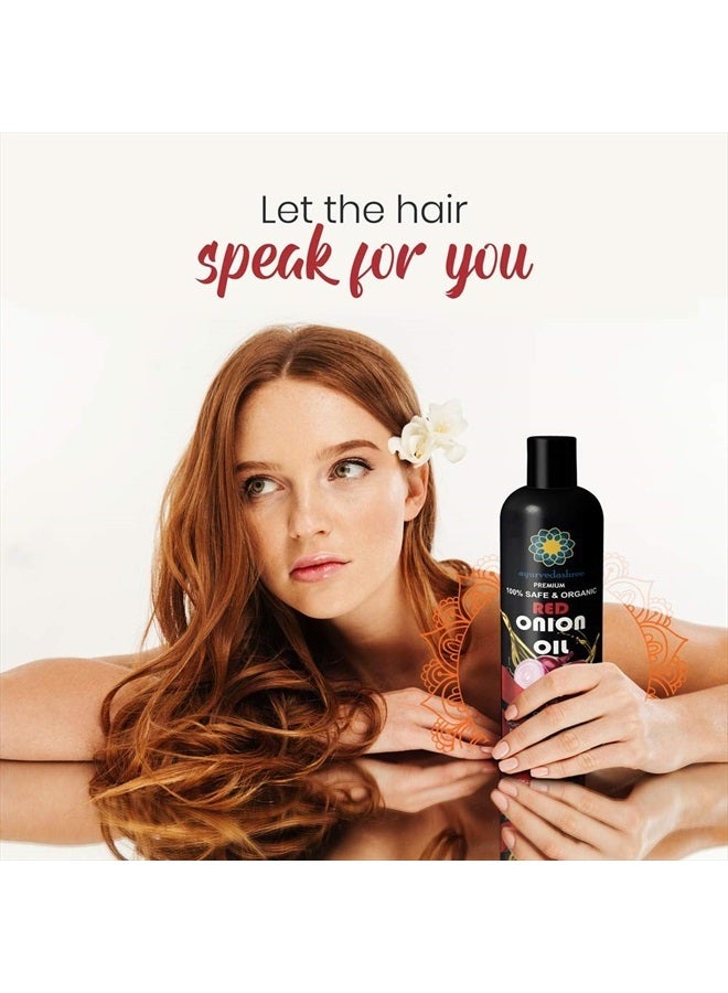 AYURVEDASHREE Red Onion Hair Oil For Hair Oil with Black Seed Onion Oil, Pure Argan Oil, Sandalwood Oil, Rose Oil - Organic- Hair Treatment Oil- 200 Ml 6.7 fl oz - Image 5