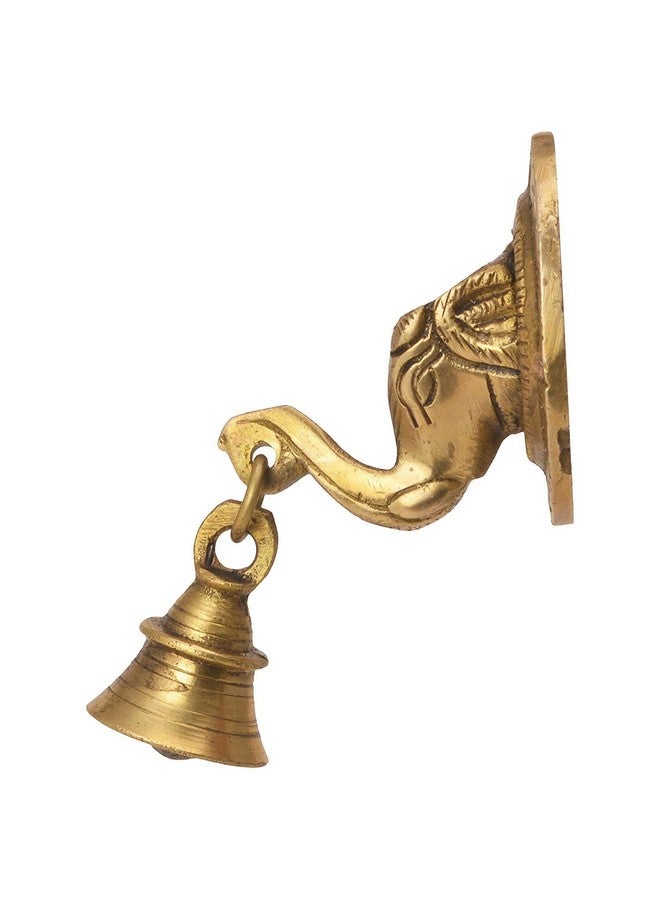The Advitya The Advitya Elephant Trunk-Shaped Brass Door Hanging Bell | Antique Finish Ganesh Ghanti | Elephant Face Temple Bell | Wall Decoration Decorative Mandir Gate Bell | 3.3 X 3.3 Inch - Image 5