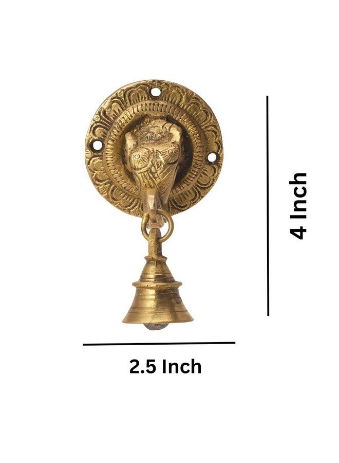 The Advitya The Advitya Elephant Trunk-Shaped Brass Door Hanging Bell | Antique Finish Ganesh Ghanti | Elephant Face Temple Bell | Wall Decoration Decorative Mandir Gate Bell | 3.3 X 3.3 Inch - Image 3