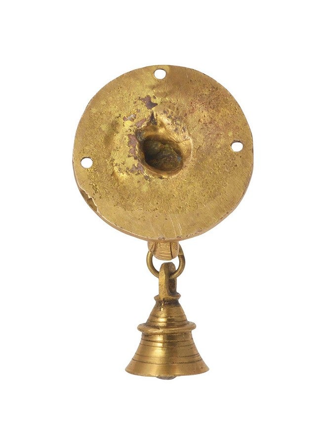 The Advitya The Advitya Elephant Trunk-Shaped Brass Door Hanging Bell | Antique Finish Ganesh Ghanti | Elephant Face Temple Bell | Wall Decoration Decorative Mandir Gate Bell | 3.3 X 3.3 Inch - Image 4