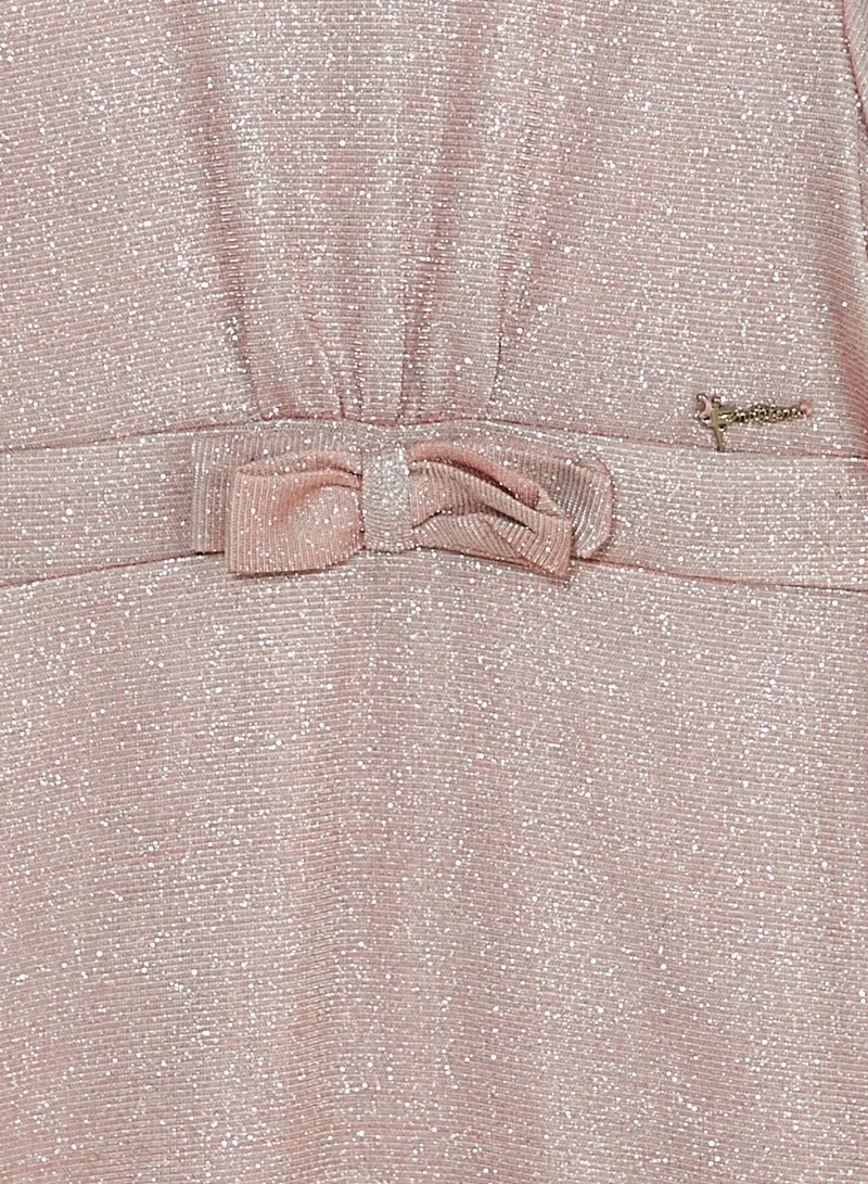 Nautinati Natilene Girls Puff Sleeves A-Line Dress With Bow