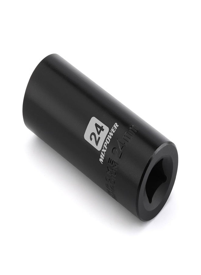 MIXPOWER 1/2-Inch Drive Deep Impact Socket, 24mm, 6 Point, CR-V, Deep, Metric, 1/2"Dr. 6 Point Socket - Image 2