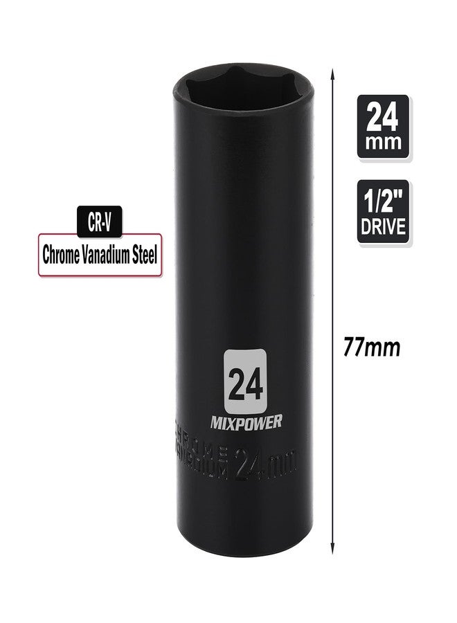 MIXPOWER 1/2-Inch Drive Deep Impact Socket, 24mm, 6 Point, CR-V, Deep, Metric, 1/2"Dr. 6 Point Socket - Image 4