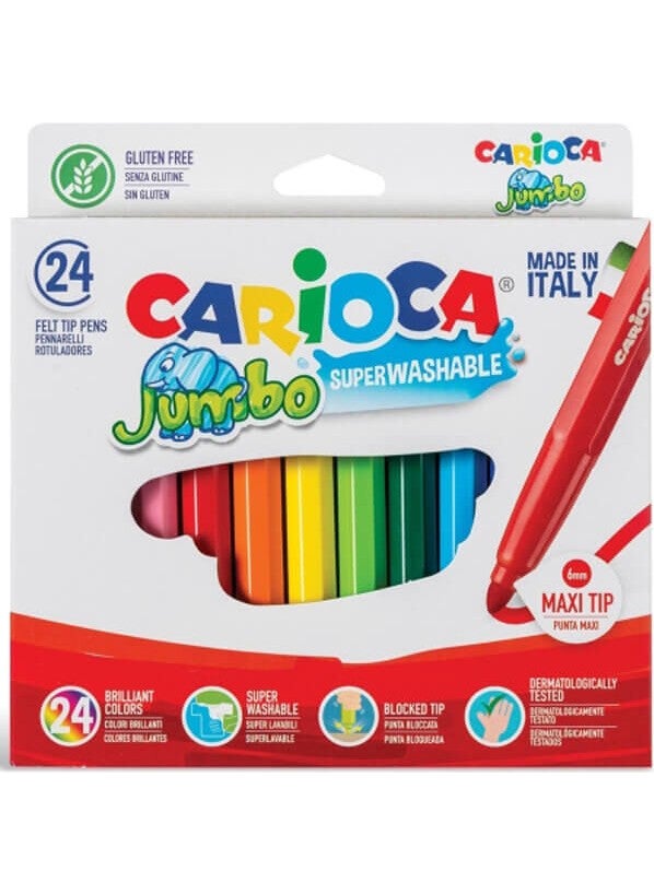 carioca Washable Jumbo Felt Tip Pen 24 Colors (40570) 