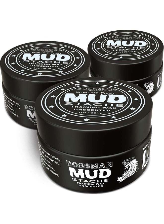 bossman شمع شارب غير معطر من MUDstache للرجال (1 أونصة) - عبوة 3 - ثبات قوي لمدة 24 ساعة، غير لزج وسهل التطبيق لترويض وتصفيف الشارب - Image 1