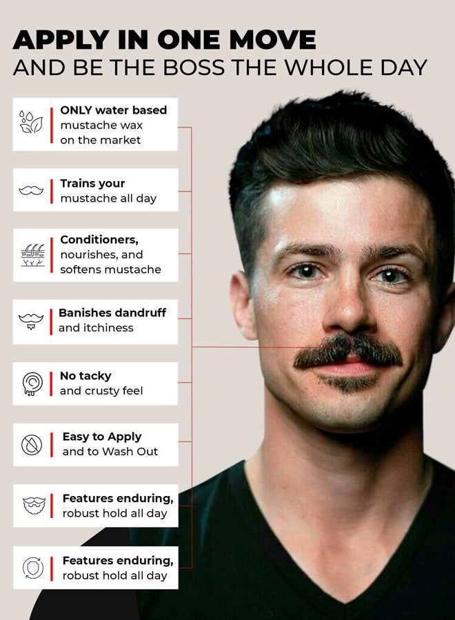 bossman شمع شارب غير معطر من MUDstache للرجال (1 أونصة) - عبوة 3 - ثبات قوي لمدة 24 ساعة، غير لزج وسهل التطبيق لترويض وتصفيف الشارب - Image 3