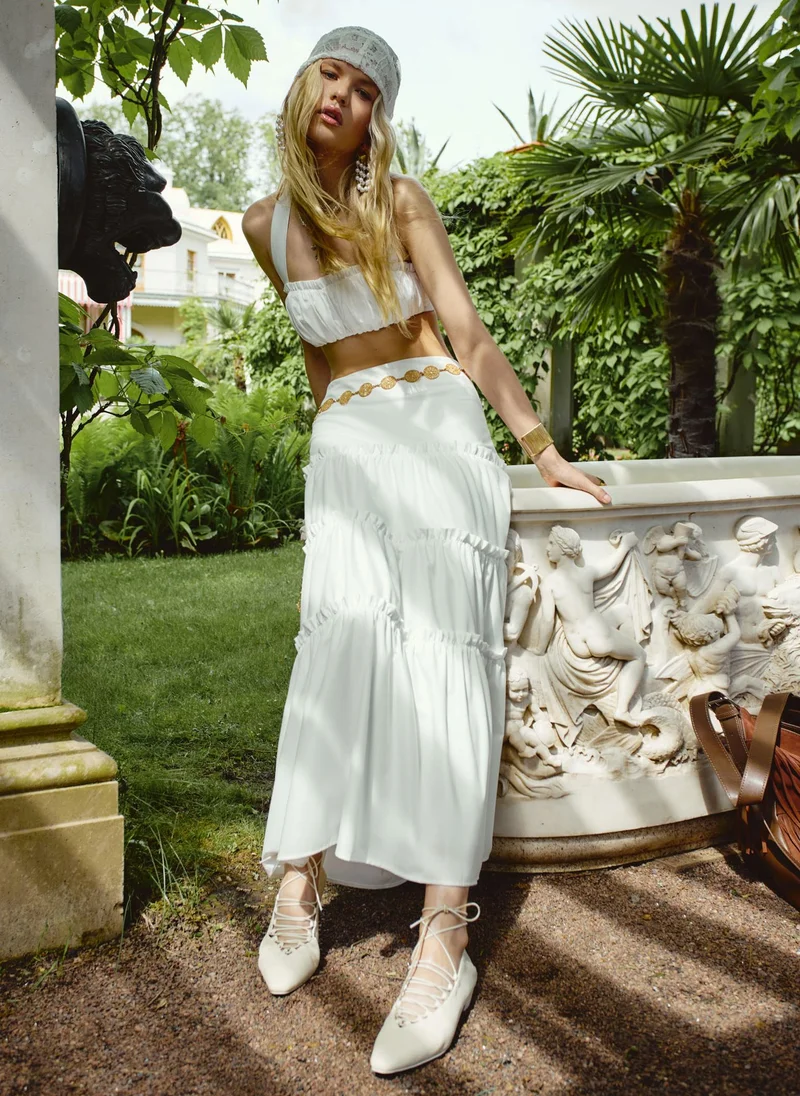 Lichi  Layered maxi skirt with ruffles for Women | Best Price UAE