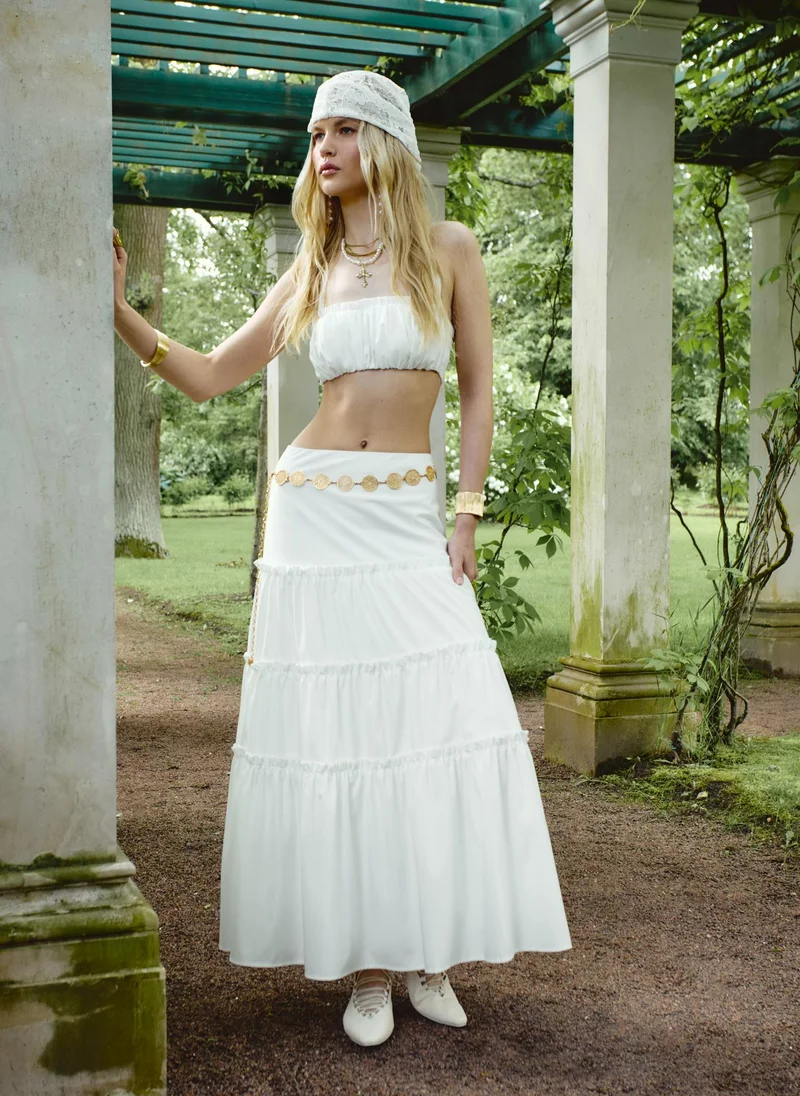Lichi  Layered maxi skirt with ruffles for Women | Best Price UAE