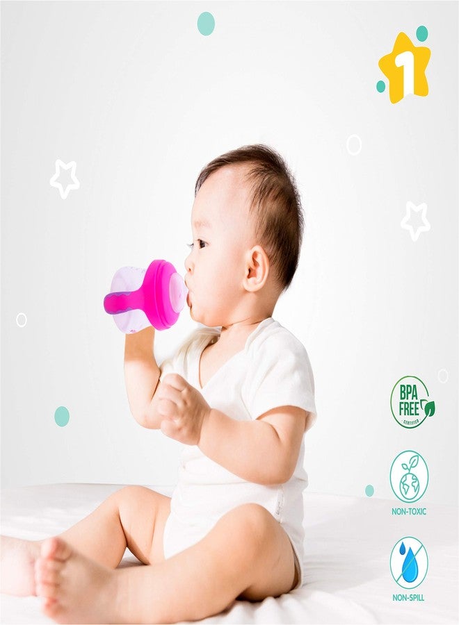 1st Step 2 in 1 BPA Free Polypropylene Feeding Bottle Cum Soft Spout Sipper with Twin Handle (Pink) - Image 3