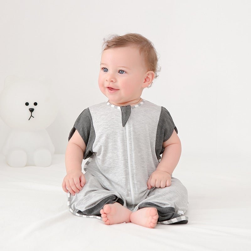 Newborn baby surrender swaddling sleeping bag dual-use anti-shock split leg spring and summer open sleeve sleeve mother and child bamboo fiber - Image 3