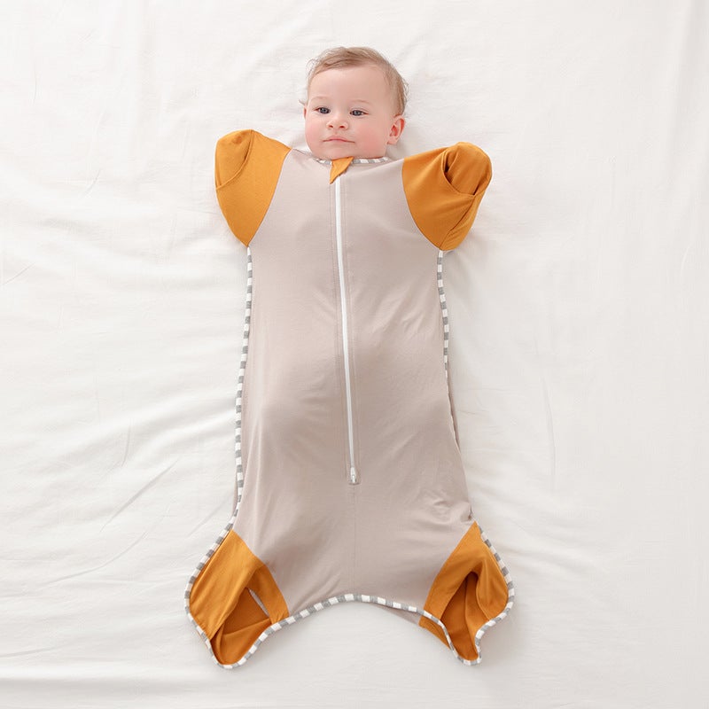 Newborn baby surrender swaddling sleeping bag dual-use anti-shock split leg spring and summer open sleeve sleeve mother and child bamboo fiber - Image 4