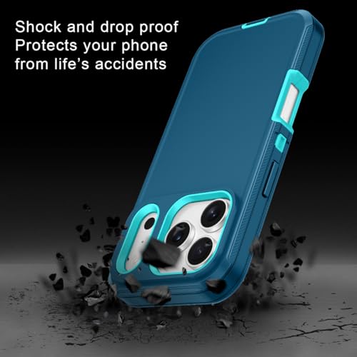 I-HONVA for iPhone 17 Pro Case Shockproof Dust/Drop Proof 3-Layer Full Body Protection [Without Screen Protector] Rugged Heavy Duty Cover Case for Apple iPhone 17 Pro 6.3" 2025,Turquoise - Image 4