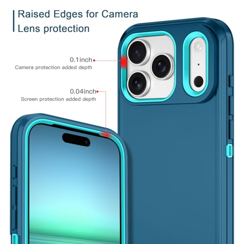 I-HONVA for iPhone 17 Pro Case Shockproof Dust/Drop Proof 3-Layer Full Body Protection [Without Screen Protector] Rugged Heavy Duty Cover Case for Apple iPhone 17 Pro 6.3" 2025,Turquoise - Image 3