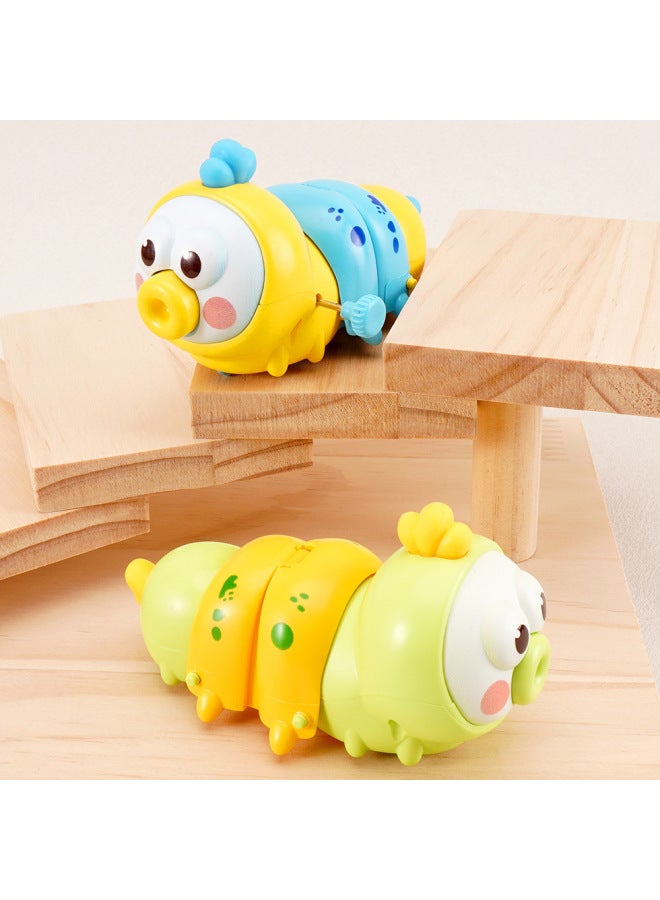 Same Chain Bee Telescopic Caterpillar Children's Coil Toys Parent-child Interactive Toys Kindergarten Gifts-Color:Telescopic Clockwork Matcha Green + Lemon Yellow Caterpillar  - Image 1
