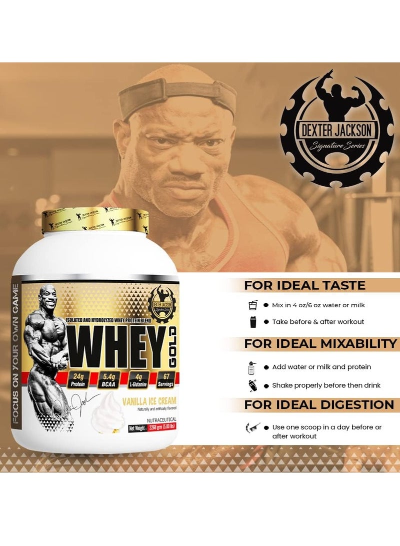 DEXTER JACKSON Dexter Jackson Gold Series Whey Gold - Vanilla Ice Cream, 2268g (5 Lbs), 67 Servings - Image 4
