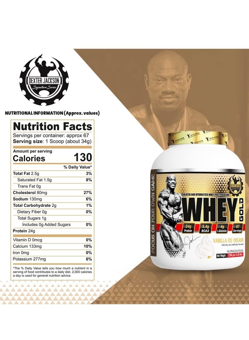DEXTER JACKSON Dexter Jackson Gold Series Whey Gold - Vanilla Ice Cream, 2268g (5 Lbs), 67 Servings - Image 5