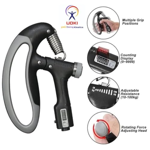 UDKI Torque Hand Grip Strengthener | 10-100kg Adjustable Resistance (U-Shaped), with Counter & Non-Slip Gripper | Forearm Exerciser for Muscle Building, Injury Recovery & Arm Strengthening - Image 4