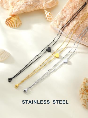 ChainsPro Ankle Chains for Women Stainless Steel Heart Anklet Sterling Silver Color Layered Anklets - Image 5