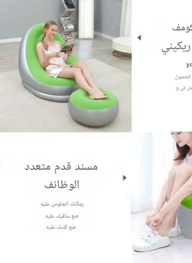 أريكة كرسي قابلة للنفخ قابلة للطي مع طلاء فخم لقابلية النقل في الهواء الطلق. أريكة منفوخة محمولة للاستخدام المنزلي أريكة كرسي كسولة - Image 5