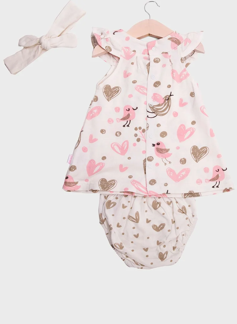 Babybol Infant Printed Dress & Knicker Set