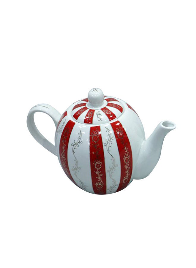 Teapot Ceramic With Striped Design with Ceramic Lid