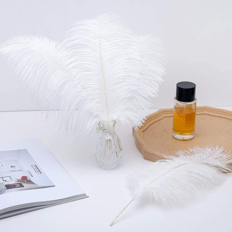 Ballinger 24pcs Natural White Ostrich Feathers 10-12inch (25-30cm) for Wedding Party Centerpiecesï¼ŒFlower Arrangement and Home Decoration. - Image 5