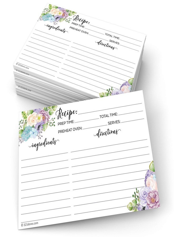 321 دن بطاقات وصفات زهور من 321Done، مقاس 4 × 6 بوصات (مجموعة من 50 بطاقة) - ورق مقوى فاخر سميك مزدوج الجوانب - صنع في الولايات المتحدة الأمريكية - زهور مائية على خلفية بيضاء، ملاحظات كبيرة من - Image 1