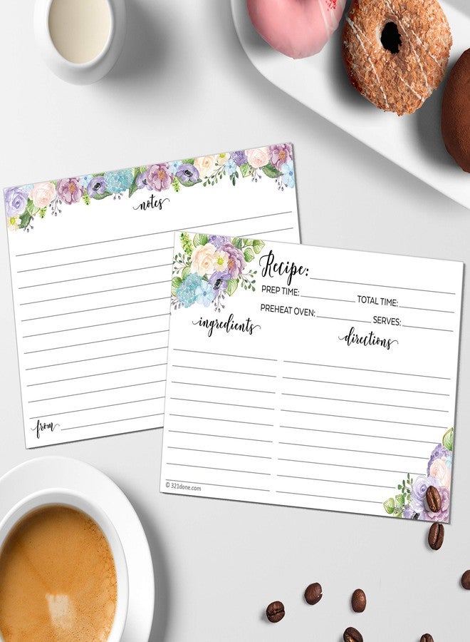 321 دن بطاقات وصفات زهور من 321Done، مقاس 4 × 6 بوصات (مجموعة من 50 بطاقة) - ورق مقوى فاخر سميك مزدوج الجوانب - صنع في الولايات المتحدة الأمريكية - زهور مائية على خلفية بيضاء، ملاحظات كبيرة من - Image 3