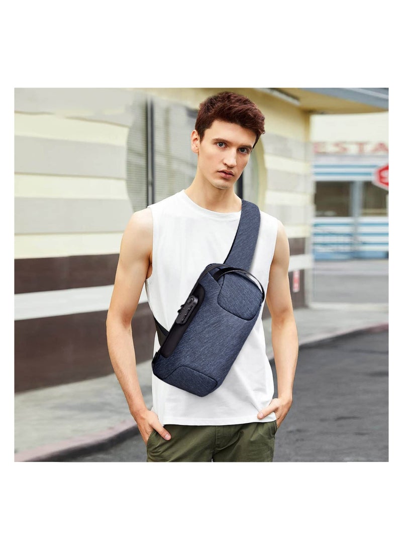 KASTWAVE Anti-Theft Sling Bag Chest Shoulder Backpack Crossbody Bags for Men Women Cover Pack Hiking Small Rucksack with USB Charging Port for Business Travel Hiking Bicycle Sport Gym Pack(Blue) - Image 2