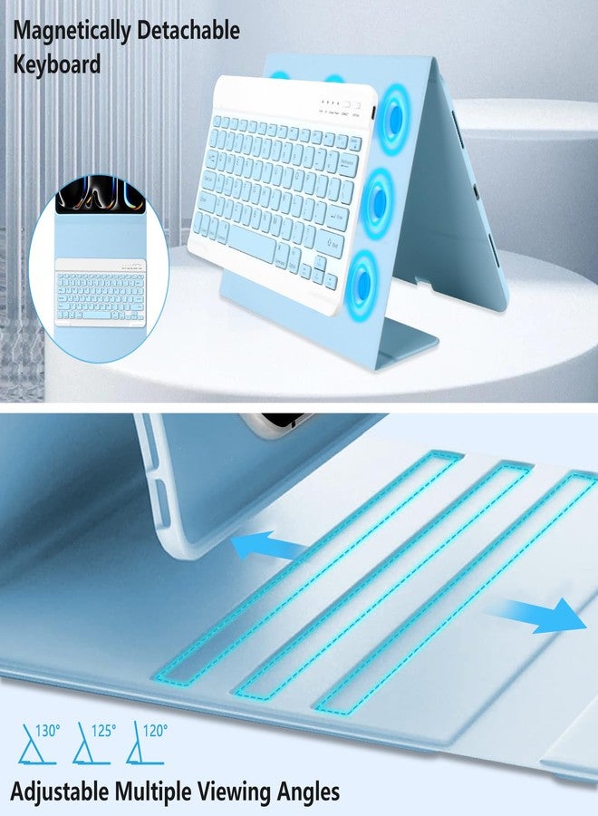 amzcase جراب aMZCaSE لجهاز iPad Pro مقاس 13 بوصة مع لوحة مفاتيح (M5/M4) 2025/2024، جراب لوحة مفاتيح لجهاز iPad Pro مقاس 13 بوصة، غطاء مغناطيسي قابل للفصل، نحيف، حامل، خاصية التشغيل/الإيقاف الذكي، حامل قلم، أزرق فاتح - Image 5