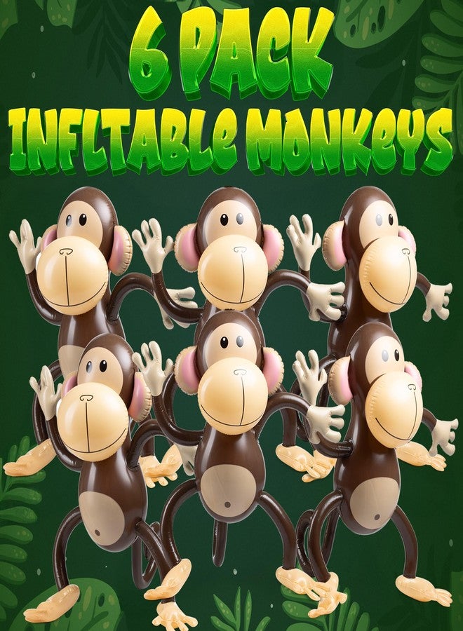 Bedwina Large Inflatable Monkey (Pack of 6) 27-Inch Monkeys for Baby Shower, Safari, Jungle Themed Birthdays, Blow Up Animal Party Favors and Decorations for Kids and Toddlers - Image 2