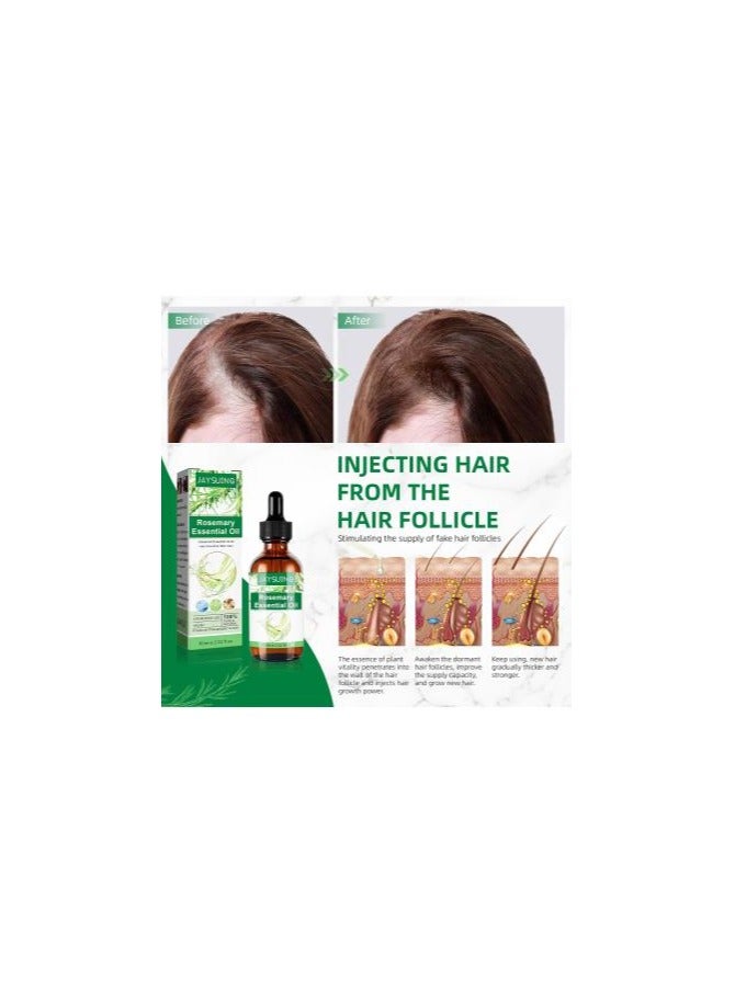 جايسوينغ زيت إكليل الجبل العطري 60 مل لنمو الشعر زيت إكليل الجبل العضوي النقي للشعر الجاف والتالف ونمو الشعر زيت فروة الرأس زيت نقي وطبيعي عالي الجودة زيت لعلاج تساقط الشعر للرجال والنساء - Image 3