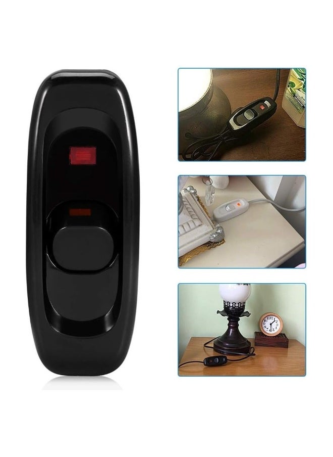 Generic - Inline Light Switch, AC 250V 10A Feed Through Switch Cord Cable Switch with LED Indicator Light for Bedside Lamp Desk Table Light Electrical Cord, Black - 6Pcs - Image 1