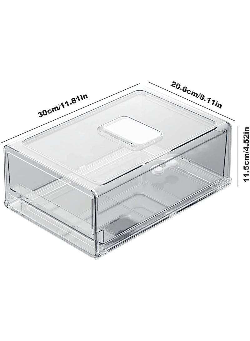 Stackable Refrigerator Organizer, Portable Storage Box Fridge Freezer Drawer, Fruit & Vegetable Storage Containers Tray Box with Ventilation Window (M) - Image 2