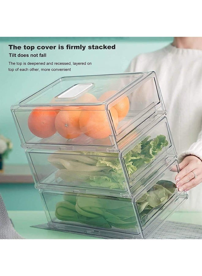 Stackable Refrigerator Organizer, Portable Storage Box Fridge Freezer Drawer, Fruit & Vegetable Storage Containers Tray Box with Ventilation Window (M) - Image 3
