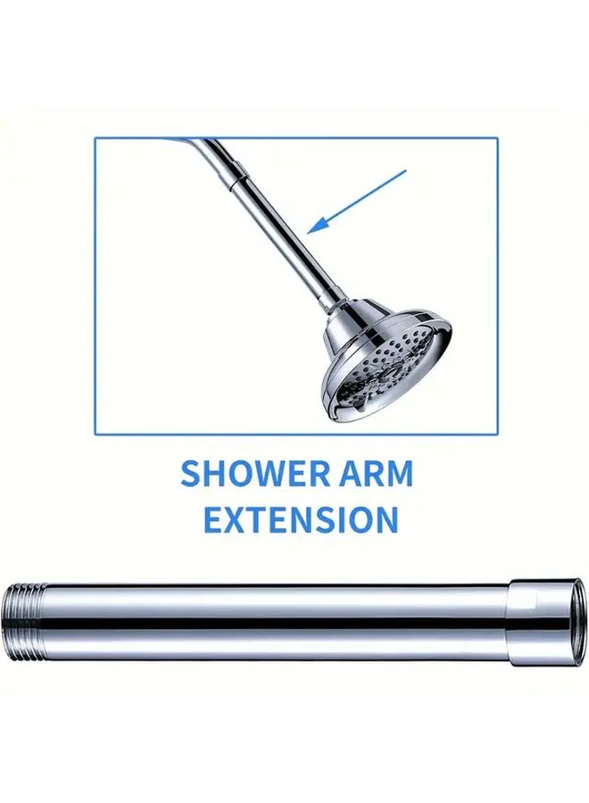 6 Inch Chrome Stainless Steel Shower Head Extension Arm Enhances Water Flow Comfort Easy Bathroom Installation 1 Piece - Image 1