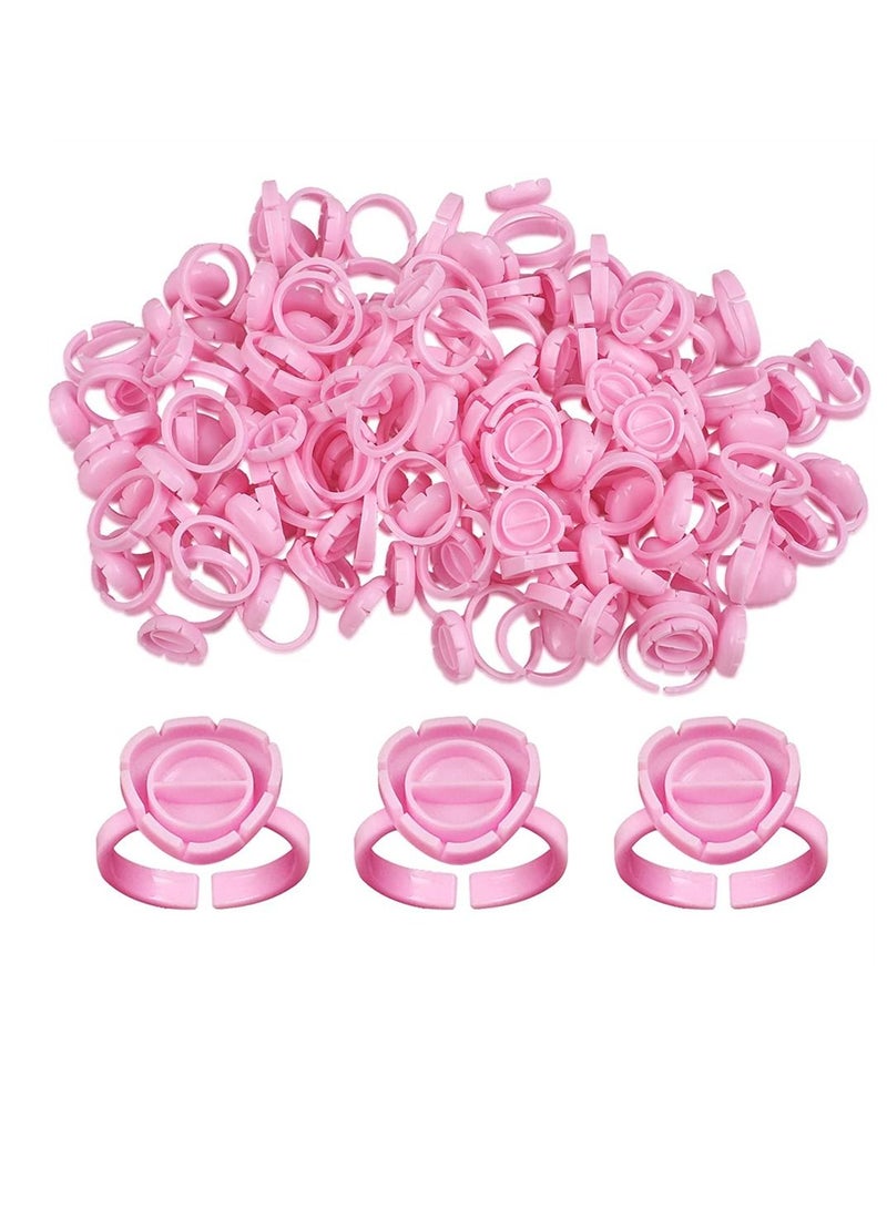 SYOSI Lash Glue Holder 100 Pcs Pink Disposable Glue Ring Cups Lash Extension Volume Lashes Quick Blossom Cups Fanning Cup for Eyelash Extension Supplies - Image 1