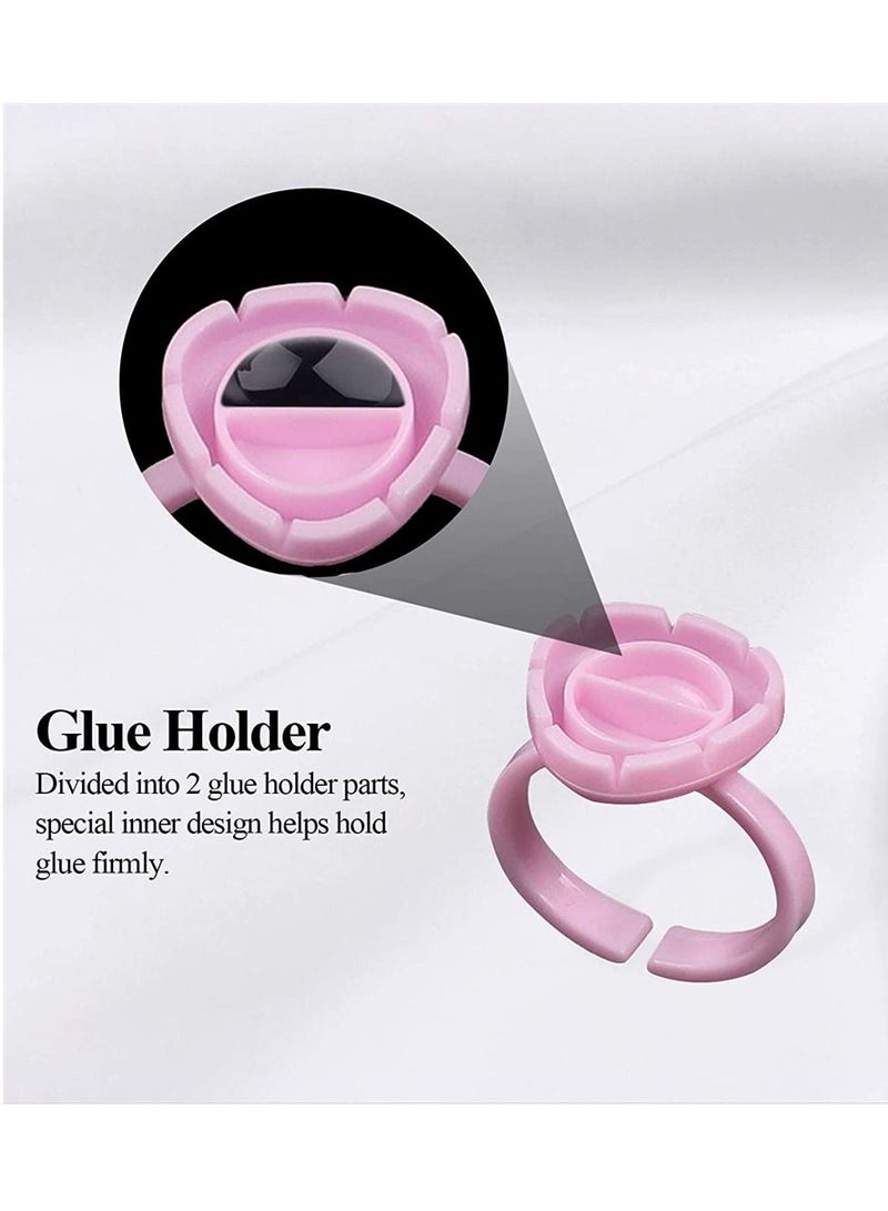 SYOSI Lash Glue Holder 100 Pcs Pink Disposable Glue Ring Cups Lash Extension Volume Lashes Quick Blossom Cups Fanning Cup for Eyelash Extension Supplies - Image 4