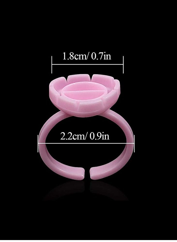 SYOSI Lash Glue Holder 100 Pcs Pink Disposable Glue Ring Cups Lash Extension Volume Lashes Quick Blossom Cups Fanning Cup for Eyelash Extension Supplies - Image 2