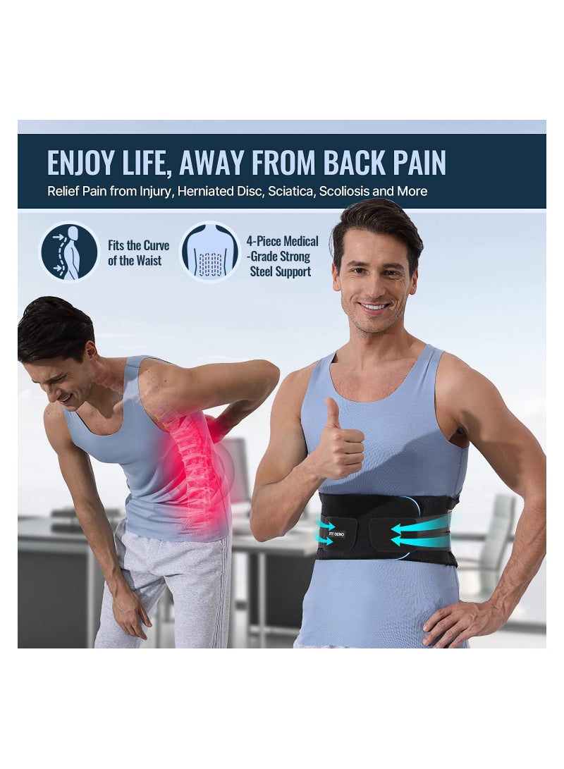 Zikra Back Brace for Men and Women Lower Back Instant Back Pain Relief from Injury Herniated Disc Sciatica and Scoliosis Breathable Adjustable Lumbar Support Belt Large Waist 37.50 to 53 Inch - Image 2
